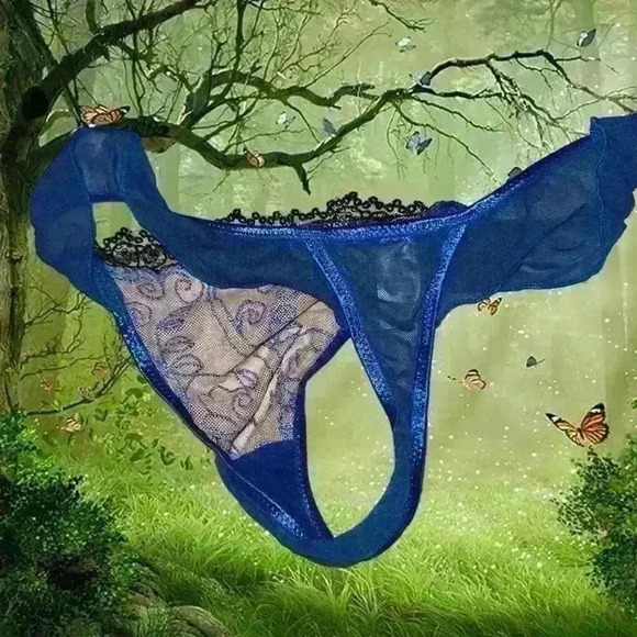 Brand New With Tags Fredericks Of Hollywood Blue Mesh Two piece Slip Dress Set - Picture 14 of 15